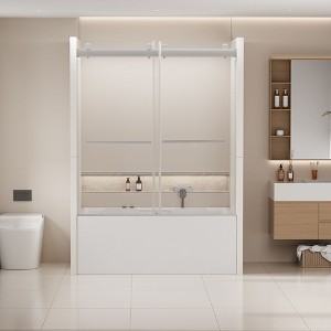 NicBex Shower Door 56-60 in. W x 62 in. H Frameless Double Bypass Tub Sliding Shower Door with Soft-closing, Chrome - 1 of 4