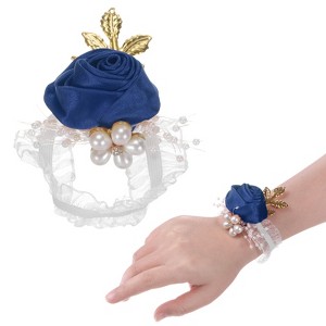 Unique Bargains Wrist Corsage Artificial Flower Elastic Band Fabric Wrist Corsage Bracelet - 1 of 4