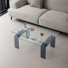 KIGFTSOD Tempered Glass Coffee Table, Modern Glass Coffee Table for Living Room, 2-Tier Storage Center Coffee Table - 3 of 4