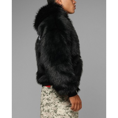 LOITER Mens Eastern Bloc Faux Fur Jacket - Black L — фото 5