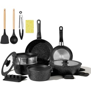 Aoibox 21-Piece Nonstick Ceramic Cookware Set with Detachable Handles, Oven Safe & Induction Ready, Pots and Pans Set for RV Kitchen - 1 of 4