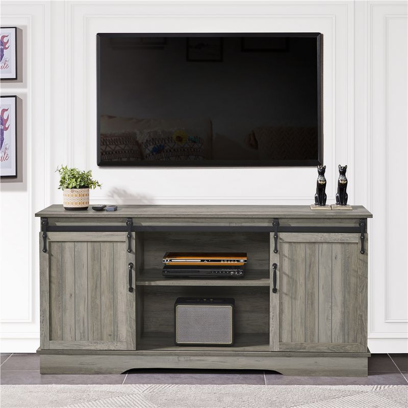 Yaheetech TV Stand wih Storage, 58" Entertainment Center with Sliding Barn Door, 2 of 9