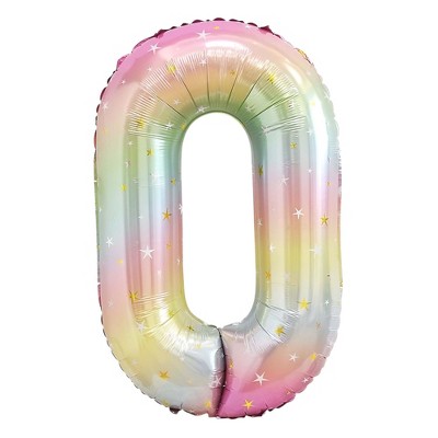Unique Bargains Number 0 Foil Balloon Colorful 1 Pc : Target