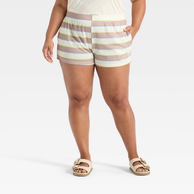 Women's Striped Mesh Graphic Shorts