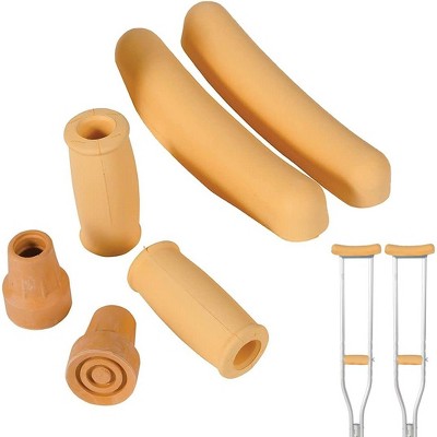 DMI Crutches Accessories Kit with Foam Underarm Crutch Pads, Closed-Style Hand Grip Covers and Durable Slip-Resistant Tips, Beige