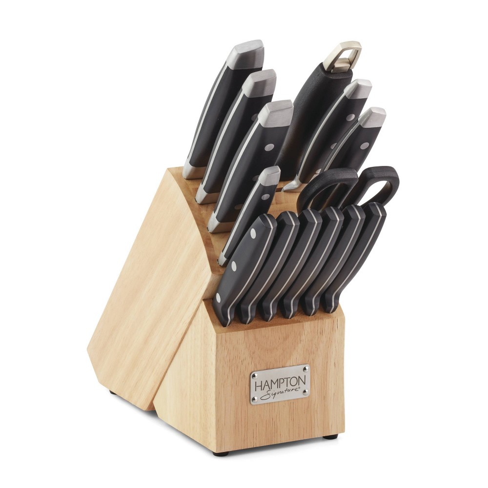 Photos - Bakeware Hampton Signature 15pc Stainless Steel Continental Cutlery Set: Knife Block, Stamped Blades, ABS Handles, Hand Wash