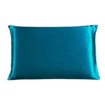PiccoCasa Piccocasa 100% Silk Fabric Pillow Case Cover Peacock Blue Travel Size 2 Pcs