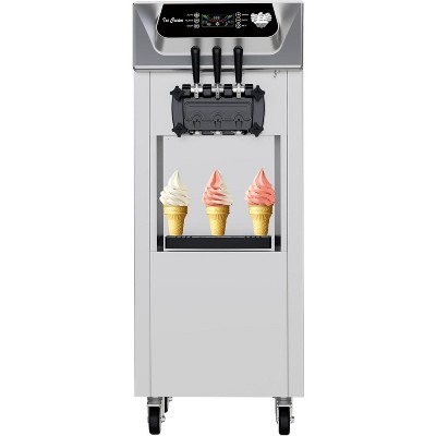 2x7L Dual-Hopper Soft Serve Ice Cream Maker - 2200W, 20-28L/H Output, LCD Display & Self-Cleaning Function