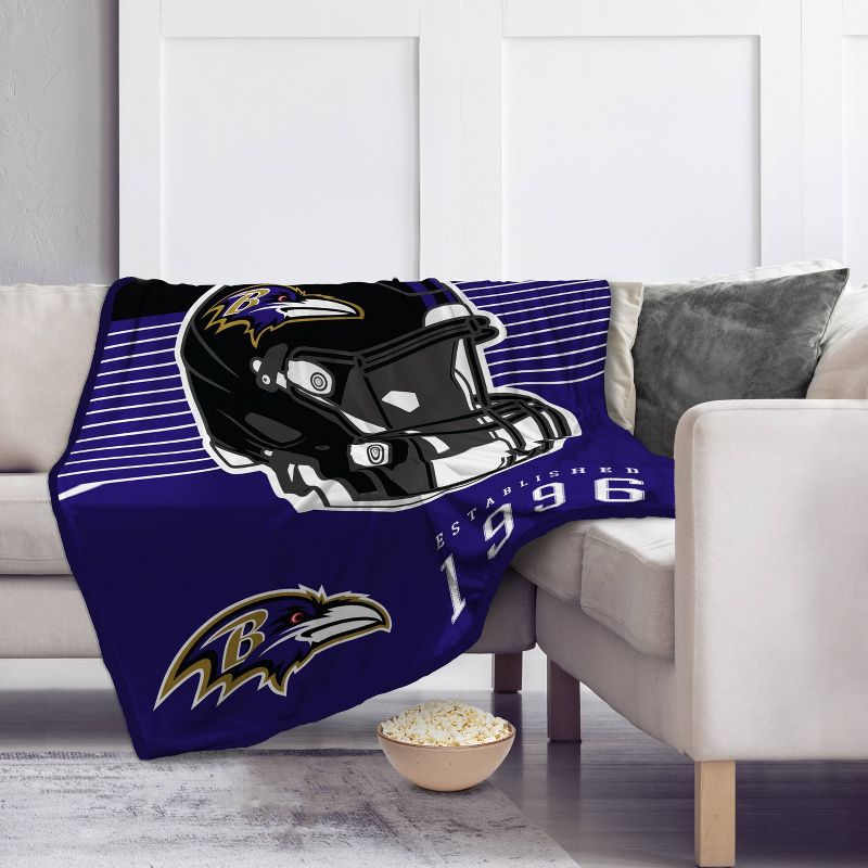 NFL Baltimore Ravens Helmet Stripes Flannel Fleece Blanket, 2 of 4
