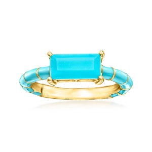 Ross-Simons Turquoise and Blue Enamel Ring in 18kt Gold Over Sterling - 1 of 4