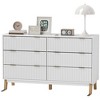 HOMCOM Fluted Dresser for Bedroom with 6 Drawers, 54" Wide Chest of Drawers with Gold Finger Pulls and 5 Wood Legs - 4 of 4