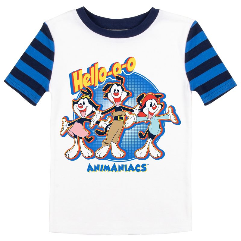 Animaniacs Character Group with Blue Stripes Youth Short Sleeve Pajama Set, 2 of 5