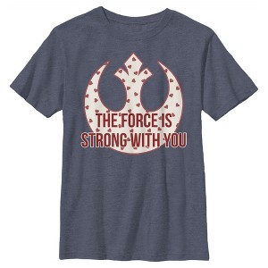 Boy's Star Wars The Force Is Strong Valentine Rebel Logo T-Shirt - 1 of 3