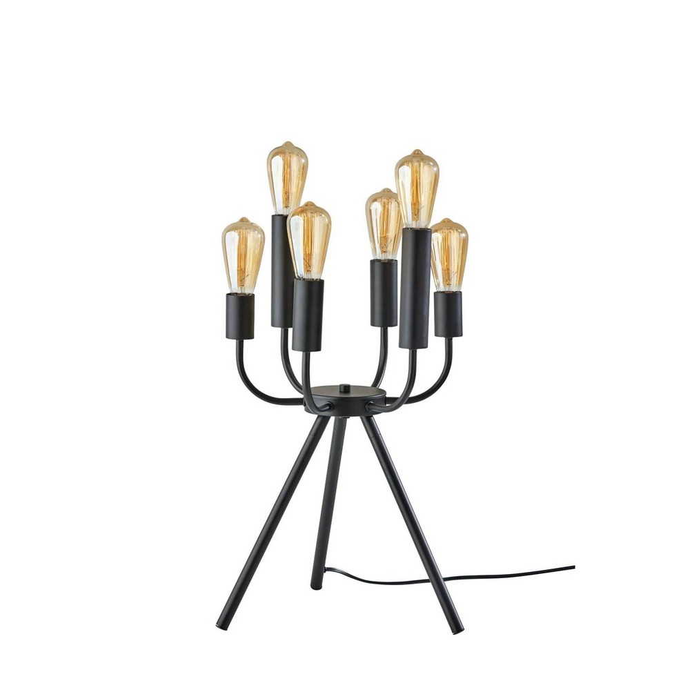 Adesso Rory Table Lamp Black: ETL Listed, 6-Bulb Metal Candelabra Style, No Assembly Required