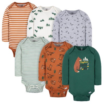 Gerber Baby Boys' Long Sleeve Onesies® Bodysuits, 6-pack : Target