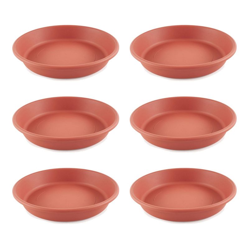 HC Companies Classic Plastic 17.63 Inch Round Plant Flower Pot Planter Deep Saucer Drip Tray for 20 Inch Flower Pots, Terracotta (6 Pack), 1 of 7