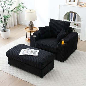 NicBex Corduroy Oversized Accent Chair with Ottoman,Comfy Armchair with Large Seat,Modern Chair and Ottoman Sets for Bedroom,Reading Room - 1 of 4