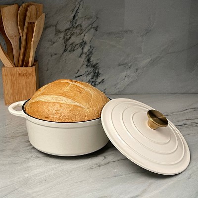 Cream Enameled Cast Iron 2.8 Qt. Dutch Oven with Lid