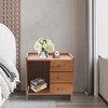 YIYIBYUS Bedside Cabinet with 3 Drawers Modern Bedside Nightstand- Tea Color - 2 of 4
