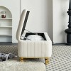 Rectangular Ottoman With Gold Decoration Strip,Velvet Bench With Storage ,Upholstered Storage Benches,Benches For Living Room-Cuddlewood - 3 of 4