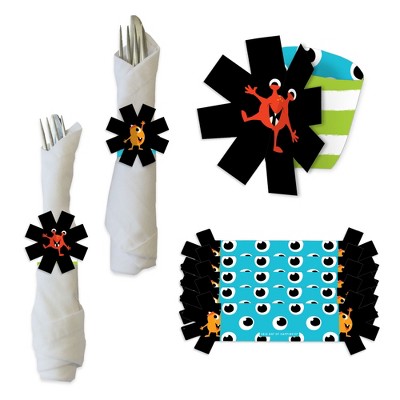 Big Dot of Happiness Monster Bash - Little Monster Birthday Party or Baby Shower Paper Napkin Holder - Napkin Rings - Set of 24