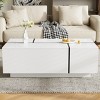 Modern Center Coffee Table with High-Gloss Finish,Extendable Coffee Table with 2 Storage Spaces and 2 Drawers for Living Room-Maison Boucle - 3 of 4