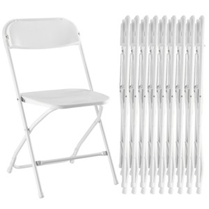 SEVOBAL Folding Chair 10 Pack Indoor Outdoor Portable Stackable Foam Cushion for Events Offices Weddings Picnics Restaurants, White, 17.5"*18.1"*31.2" - 1 of 4