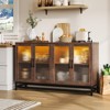 Sideboard Buffet Storage Cabinet, Wood Accent Kitchen Coffee Bar Cabinet with 4 Doors and Adjustable Shelves - 2 of 4