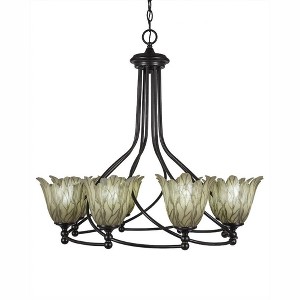 Toltec Lighting Capri 8 - Light Chandelier in  Dark Granite with 7" Vanilla Leaf Shade - 1 of 1
