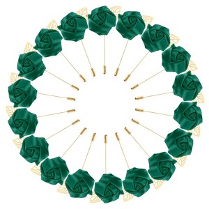 Unique Bargains Wedding Golden Leaf Rose Flower Lapel Pins for Men Suits 18 Pcs - 1 of 4