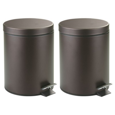 iDesign Round 1.3 Gallon Steel Step Trash Can - Set of 2 - Bronze