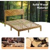 AMERLIFE Bed Frame with Headboard, Solid Acacia Wood Mid-Century Modern Platform Bed with Wood Slats Support, No Box Spring Needed, Brown - 3 of 4