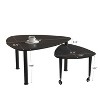 GDFStudio Kaida Modern 360° Rotatable Coffee Table with Wheels and Rubberwood Legs - 3 of 4