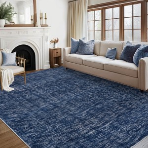 Solid Texture Area Rugs Washable Modern Accent Carpet with Non-Slip Backing - 1 of 4