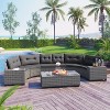 ELJGET 8-Pieces Outdoor Sofa Set, All Weather Half-Moon Sectional Curved Sofa Sets with Coffee Table, for Garden, Deck, Backyard, Poolside - 3 of 4