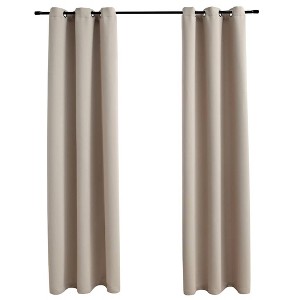 vidaXL Blackout Curtains with Rings 2 pcs Beige 37"x84" Fabric - 1 of 4