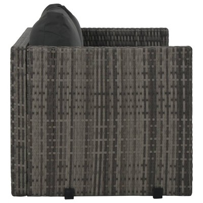 Gray 3-Piece Rattan and Steel Patio Dining Set with Cushions