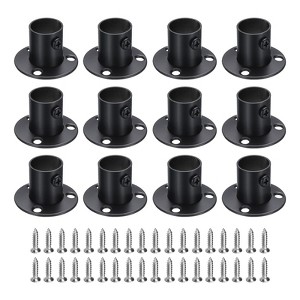 Unique Bargains Stainless Steel Corrosion Resistance Durability Cylindrical Design Closet Rod Brackets 12 Pcs - 1 of 4