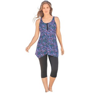 Swim 365 Women's Plus Size Longer-Length Tankini Top - 1 of 4