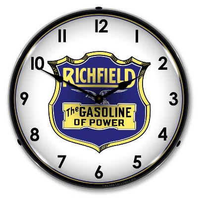 Collectable Sign & Clock | Richfield Gasoline LED Wall Clock Retro/Vintage, Lighted