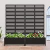 Wooakway Black Metal Planter Box with Trellis Raised Garden Bed with Arbor Privacy Screen with Wheels - 2 of 4