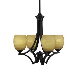 Toltec Lighting Zilo 4 - Light Chandelier in  Matte Black with 5" Cayenne Linen Shade - 1 of 1
