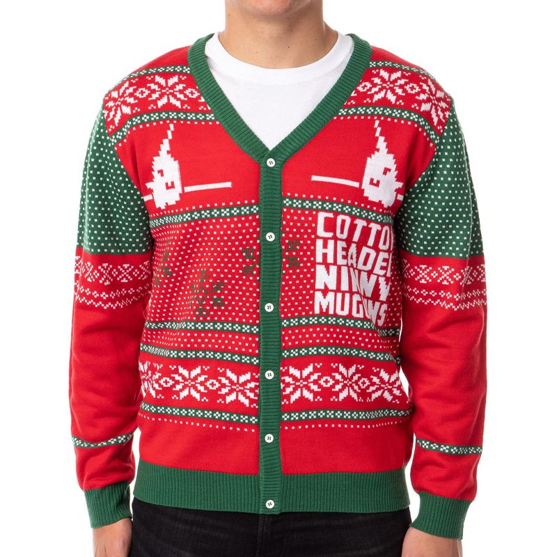 ELF The Movie Men's Cotton Headed Ninny Muggins Ugly Christmas Sweater, 2 of 5