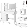 COZONY Vanity Desk with Mirror & Lights, Adjustable Makeup Vanity Desk with Faux Leather Stool, 2 Drawers & 3 Tiers Open Shelf, White - 2 of 4