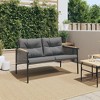 vidaXL Patio Bench with Cushions 45.7" Black Steel - 3 of 4
