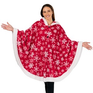 PAVILIA Angel Wrap Hooded Blanket for Women Adult, Wearable Cozy Wrap Throw Fleece Shawl Cape - 1 of 4