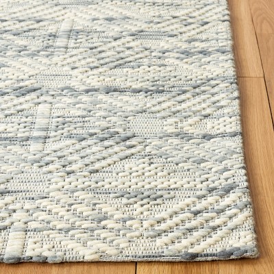 Handmade Gray Geometric Wool Flat Woven Rug 5' x 8'
