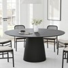 PexFix 60" Round Dining Table for 6 People Modern Pedestal Table with Fluted Cone Base & Wood MDF Top for Small Space Kitchen Dining Room Cafe Black - 2 of 4