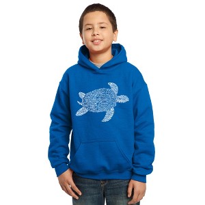 LA Pop Art Boy's Word Art Hooded Sweatshirt - Turtle - 1 of 4