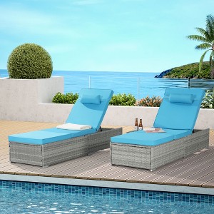 PAGED Outdoor Patio Chaise Lounge Chair, with Patio Pool Chairs Tanning Lounges for Outside, Gray Cushion for Poolside Backyard Garden - 1 of 4